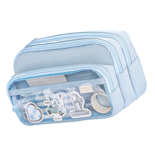 Dcaknri Federmäppchen, erweiterbar, multifunktional, Schreibwaren-Tasche, Organizer, Kugelschreiber, Schüler, Bleistift-Aufbewahrungsbox, blau von Dcaknri