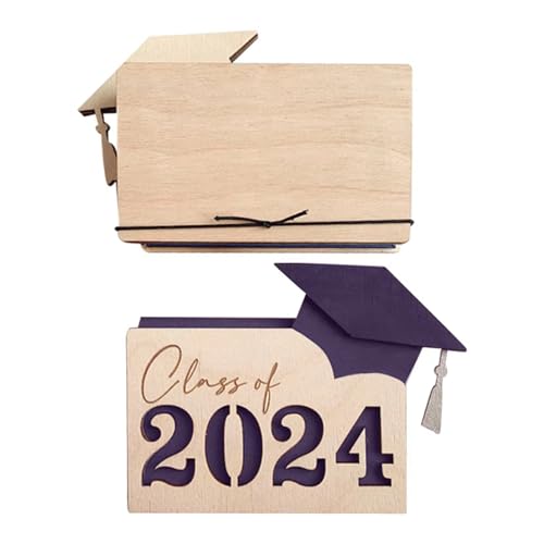 Dcaknri Kartenetui aus Holz 2024 Graduierung Brieftasche 2024 Graduation Case mit Gummiband Verschluss Kartenhalter, violett von Dcaknri