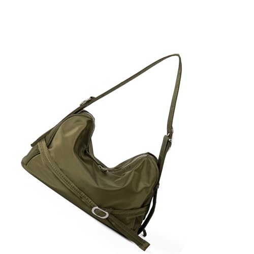 Dcaknri Stilvolle, verschleißfeste Nylon-Umhängetasche, große Kapazität, Tragegriff oben, Handtasche für Arbeit oder den täglichen Gebrauch, praktisches Design, koreanische Unterarmtasche, grün, One von Dcaknri