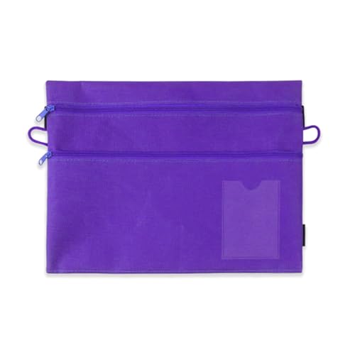 Schreibwarentasche mit elastischen Bändern für Aktenordner in Briefgröße, multifunktionaler Stift-Organizer, doppellagig, Schreibwaren-Tasche, großes Fassungsvermögen, violett von Dcaknri