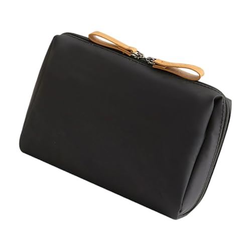 Stabile Nylon-Kosmetik-Aufbewahrungstasche mit Inneneinteilungen für tägliche Pendler und Wochenendausflüge, Kosmetik-Organizer, Hellschwarz, Einheitsgröße von Dcaknri
