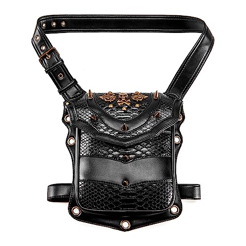 Steampunk Hüfttasche Hüfttasche Retro Crossbody Bag Punk Umhängetasche Reisen Wandern Rucksack für Damen & Herren, Schwarz von Dcaknri