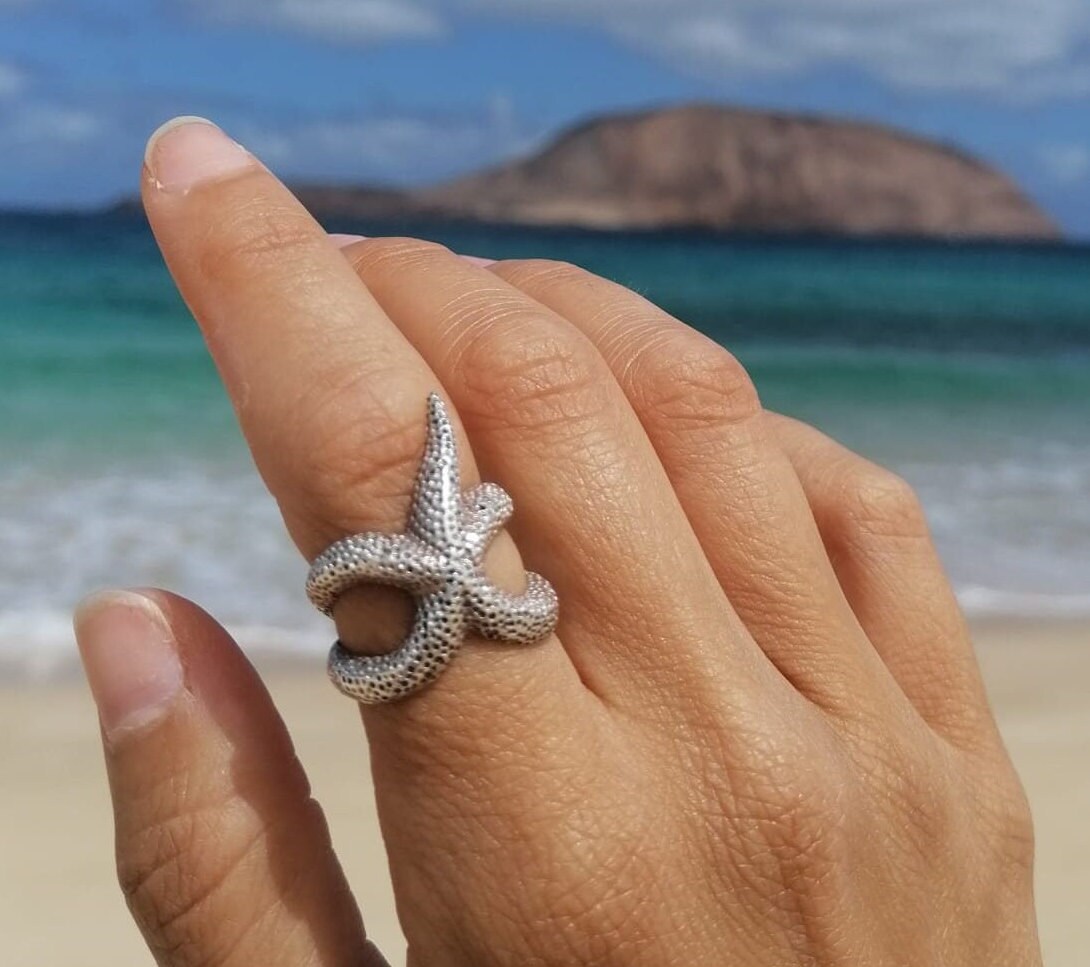 Sterling Silber Seestern Ring Verstellbar Strand Schmuck Sterling Silber Seestern Ring Verstellbar Strand Schmuck von Dcastjoyasdesigns