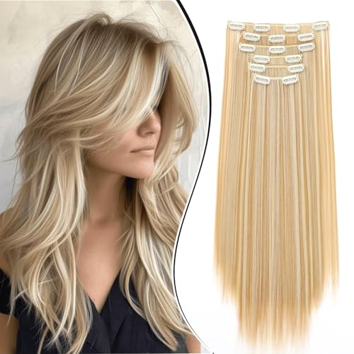 Dcbaboo Clip in Extensions Glatt Clip in Haarteil Haarverlängerung 6PCS 55cm Haarverlängerung mit Clips Günstig Synthetik Lang Hair Extensions für Damen Voller Kopf, Dunkelblond & Bleichblond Dcbaboo Clip in Extensions Glatt Clip in Haarteil Haarverlängerung 6PCS 55cm Haarverlängerung mit Clips Günstig Synthetik Lang Hair Extensions für Damen Voller Kopf, Dunkelblond & Bleichblond von Dcbaboo