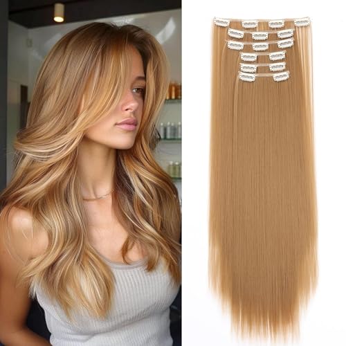 Dcbaboo Clip in Extensions Glatt Clip in Haarteil Haarverlängerung 6PCS 55cm Haarverlängerung mit Clips Günstig Synthetik Lange Hair Extensions für Damen Voller Kopf, Dunkelblond Dcbaboo Clip in Extensions Glatt Clip in Haarteil Haarverlängerung 6PCS 55cm Haarverlängerung mit Clips Günstig Synthetik Lange Hair Extensions für Damen Voller Kopf, Dunkelblond von Dcbaboo
