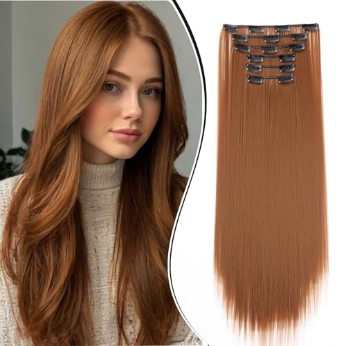 Dcbaboo Clip in Extensions Glatt Clip in Haarteil Haarverlängerung 6PCS 55cm Haarverlängerung mit Clips Günstig Synthetik Lange Hair Extensions für Damen Voller Kopf, Leichtes Auburn Dcbaboo Clip in Extensions Glatt Clip in Haarteil Haarverlängerung 6PCS 55cm Haarverlängerung mit Clips Günstig Synthetik Lange Hair Extensions für Damen Voller Kopf, Leichtes Auburn von Dcbaboo