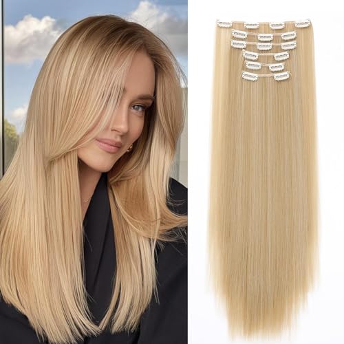 Dcbaboo Clip in Extensions Glatt Clip in Haarteil Haarverlängerung 6PCS 55cm Haarverlängerung mit Clips Günstig Synthetik Lange Hair Extensions für Damen, Dunkelblond mix Bleichblond Dcbaboo Clip in Extensions Glatt Clip in Haarteil Haarverlängerung 6PCS 55cm Haarverlängerung mit Clips Günstig Synthetik Lange Hair Extensions für Damen, Dunkelblond mix Bleichblond von Dcbaboo
