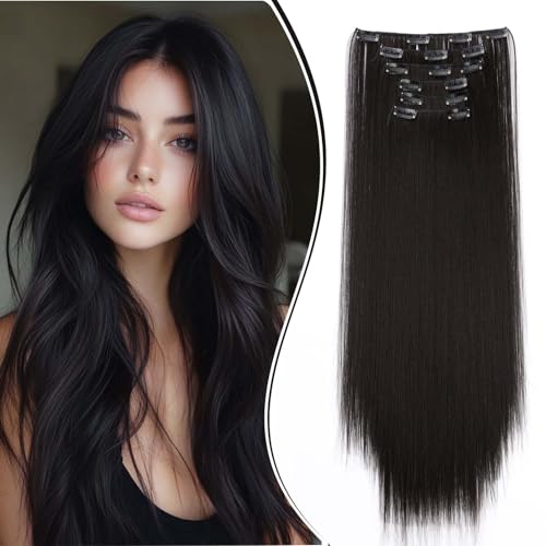 Dcbaboo Clip in Extensions Glatt Clip in Haarteil Haarverlängerung 6PCS 55cm Haarverlängerung mit Clips Günstig Synthetik Lange Hair Extensions für Damen Voller Kopf, Dunkelbraun Dcbaboo Clip in Extensions Glatt Clip in Haarteil Haarverlängerung 6PCS 55cm Haarverlängerung mit Clips Günstig Synthetik Lange Hair Extensions für Damen Voller Kopf, Dunkelbraun von Dcbaboo