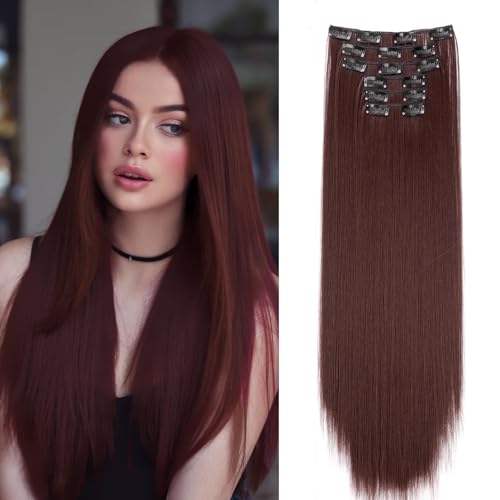 Dcbaboo Clip in Extensions Glatt Clip in Haarteil Haarverlängerung 6PCS 55cm Haarverlängerung mit Clips Günstig Synthetik Lange Hair Extensions für Damen Voller Kopf, Dunkles Kastanienbraun Dcbaboo Clip in Extensions Glatt Clip in Haarteil Haarverlängerung 6PCS 55cm Haarverlängerung mit Clips Günstig Synthetik Lange Hair Extensions für Damen Voller Kopf, Dunkles Kastanienbraun von Dcbaboo