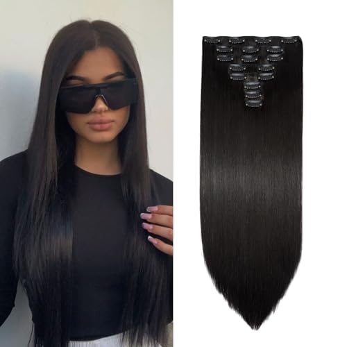 Dcbaboo Clip in Extensions Glatt Dunklen Braun 8PCS 65cm Clip in Haarteil Haarverlängerung Extensions Synthetik Lange Hair Extension wie Echthaar Günstig Haarextension für Frauen Dcbaboo Clip in Extensions Glatt Dunklen Braun 8PCS 65cm Clip in Haarteil Haarverlängerung Extensions Synthetik Lange Hair Extension wie Echthaar Günstig Haarextension für Frauen von Dcbaboo