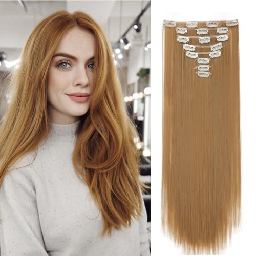 Dcbaboo Clip in Extensions Haarteil Haarverlängerung Glatt 8PCS 65cm Clip in Hair Extensions wie Echthaar Günstig Synthetik Lange Haarverlängerung mit Clips für Damen Voller Kopf, Dunkelblond Dcbaboo Clip in Extensions Haarteil Haarverlängerung Glatt 8PCS 65cm Clip in Hair Extensions wie Echthaar Günstig Synthetik Lange Haarverlängerung mit Clips für Damen Voller Kopf, Dunkelblond von Dcbaboo