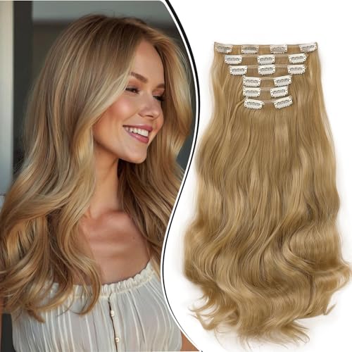 Dcbaboo Clip in Extensions Haarverlängerung Gewellte Clip in Haarteil Wellige 6PCS 55cm Synthetik Haarverlängerungen mit Clips Gelockt Lang Hair Extensions für Frauen, Naturblond mix Dunkelblond Dcbaboo Clip in Extensions Haarverlängerung Gewellte Clip in Haarteil Wellige 6PCS 55cm Synthetik Haarverlängerungen mit Clips Gelockt Lang Hair Extensions für Frauen, Naturblond mix Dunkelblond von Dcbaboo