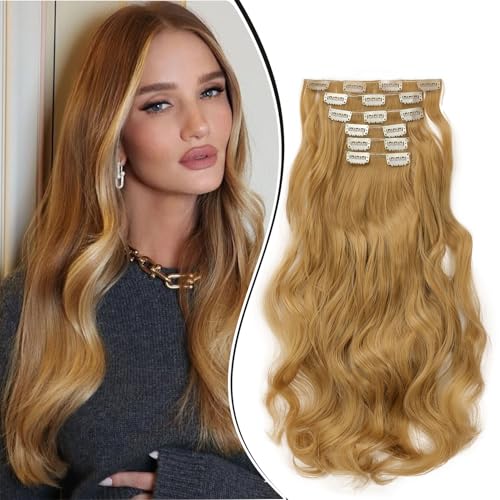 Dcbaboo Clip in Extensions Haarverlängerung Gewellte Clip in Haarteil Wellige 6PCS 55cm Synthetik Haarverlängerungen mit Clips Gelockt Locken Lang Hair Extensions für Frauen, Dunkelblond Dcbaboo Clip in Extensions Haarverlängerung Gewellte Clip in Haarteil Wellige 6PCS 55cm Synthetik Haarverlängerungen mit Clips Gelockt Locken Lang Hair Extensions für Frauen, Dunkelblond von Dcbaboo