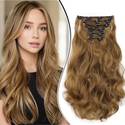 Dcbaboo Clip in Extensions Haarverlängerung Gewellte Clip in Haarteil Wellige 6PCS 55cm Synthetik Haarverlängerungen mit Clips Gelockt Locken Lang Hair Extensions für Frauen, Hellbraun Dcbaboo Clip in Extensions Haarverlängerung Gewellte Clip in Haarteil Wellige 6PCS 55cm Synthetik Haarverlängerungen mit Clips Gelockt Locken Lang Hair Extensions für Frauen, Hellbraun von Dcbaboo