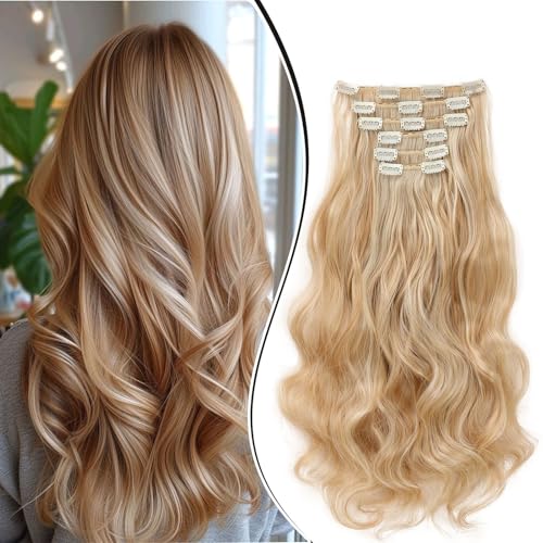 Dcbaboo Clip in Extensions Haarverlängerung Gewellte Clip in Haarteil Wellige 6PCS 55cm Synthetik Haarverlängerungen mit Clips Gelockt Locken Lang Hair Extensions für Frauen, Honigblond & Bleichblond Dcbaboo Clip in Extensions Haarverlängerung Gewellte Clip in Haarteil Wellige 6PCS 55cm Synthetik Haarverlängerungen mit Clips Gelockt Locken Lang Hair Extensions für Frauen, Honigblond & Bleichblond von Dcbaboo