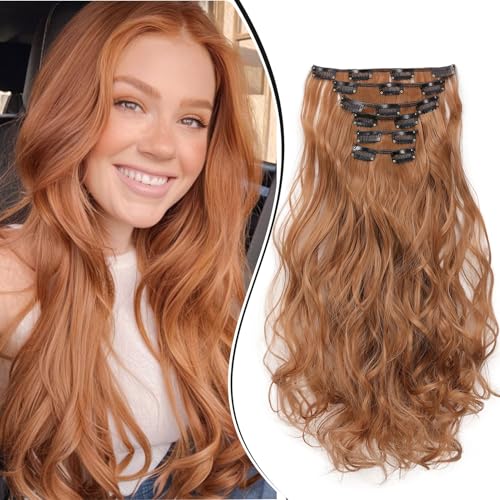 Dcbaboo Clip in Extensions Haarverlängerung Gewellte Clip in Haarteil Wellige 6PCS 55cm Synthetik Haarverlängerungen mit Clips Gelockt Locken Lang Hair Extensions für Frauen, Leichtes Auburn Dcbaboo Clip in Extensions Haarverlängerung Gewellte Clip in Haarteil Wellige 6PCS 55cm Synthetik Haarverlängerungen mit Clips Gelockt Locken Lang Hair Extensions für Frauen, Leichtes Auburn von Dcbaboo