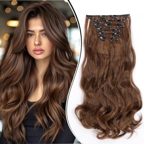 Dcbaboo Clip in Extensions Haarverlängerung Gewellte Clip in Haarteil Wellige 6PCS 55cm Synthetik Haarverlängerungen mit Clips Gelockt Locken Lang Hair Extensions für Frauen, Mittel braun Mix Auburn Dcbaboo Clip in Extensions Haarverlängerung Gewellte Clip in Haarteil Wellige 6PCS 55cm Synthetik Haarverlängerungen mit Clips Gelockt Locken Lang Hair Extensions für Frauen, Mittel braun Mix Auburn von Dcbaboo