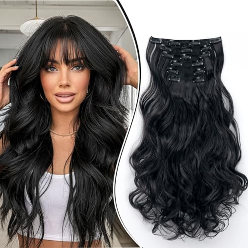 Dcbaboo Clip in Extensions Haarverlängerung Gewellte Clip in Haarteil Wellige 6PCS 55cm Synthetik Haarverlängerungen mit Clips Gelockt Locken Lang Hair Extensions für Frauen, Natürlich Schwarz Dcbaboo Clip in Extensions Haarverlängerung Gewellte Clip in Haarteil Wellige 6PCS 55cm Synthetik Haarverlängerungen mit Clips Gelockt Locken Lang Hair Extensions für Frauen, Natürlich Schwarz von Dcbaboo