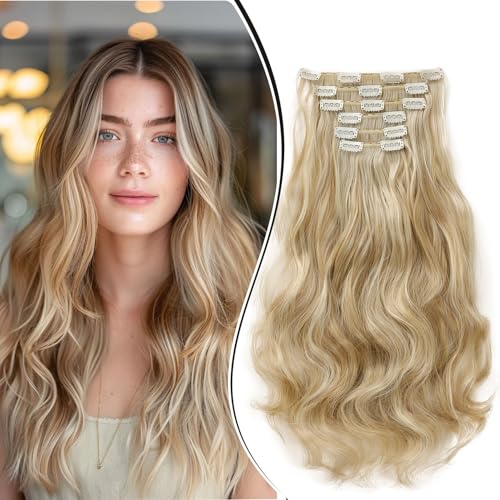 Dcbaboo Clip in Extensions Haarverlängerung Gewellte Clip in Haarteil Wellige 6PCS 55cm Synthetik Haarverlängerungen mit Clips Gelockt Locken Lang Hair Extensions für Frauen, Naturblond & Bleichblond Dcbaboo Clip in Extensions Haarverlängerung Gewellte Clip in Haarteil Wellige 6PCS 55cm Synthetik Haarverlängerungen mit Clips Gelockt Locken Lang Hair Extensions für Frauen, Naturblond & Bleichblond von Dcbaboo