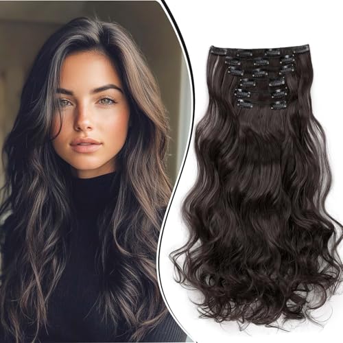 Dcbaboo Clip in Extensions Haarverlängerung Gewellte Dunkelbraun Clip in Haarteil Wellige 6PCS 55cm Synthetik Haarverlängerungen mit Clips Gelockt Locken Lang Hair Extensions für Frauen Dcbaboo Clip in Extensions Haarverlängerung Gewellte Dunkelbraun Clip in Haarteil Wellige 6PCS 55cm Synthetik Haarverlängerungen mit Clips Gelockt Locken Lang Hair Extensions für Frauen von Dcbaboo