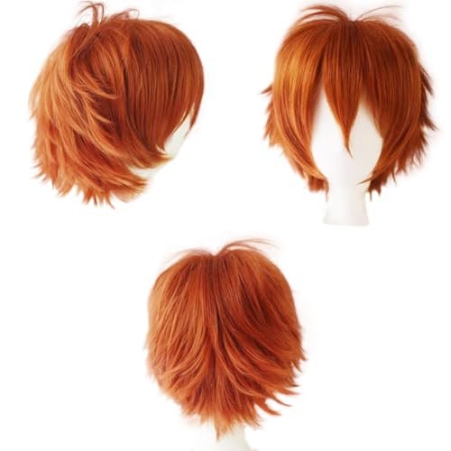 Dcbaboo Perücke Orange Perücke Halloween Damen 30cm Perücken Dunkelorange Kurz Perücke Herren Männer Cosplay Wig Anime Perücke Glatt Gerade Synthetisches Haar Kostüm Party Karneval Perücke mit Pony von Dcbaboo