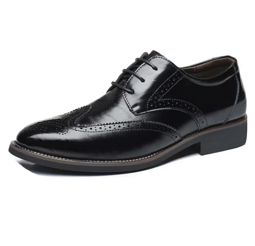 Dcbdx Brogue Schnürhalbschuhe Herren Freizeitschuhe Hochzeit Schuhe Business Lederschuhe Atmungsaktiv Formelle Schuhe,Schwarz,46 EU von Dcbdx