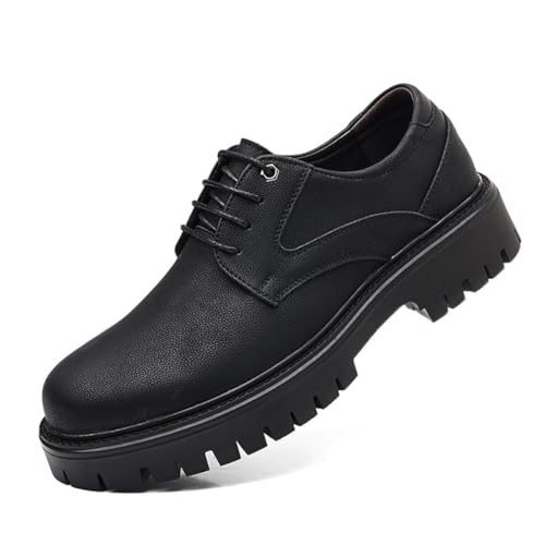 Dcbdx Herren Derby Schnürhalbschuhe Formelle Schuhe Aus Echtem Leder Oxford Hochzeit Schuhe Schnürschuh Lederschuhe,Schwarz,43 EU von Dcbdx