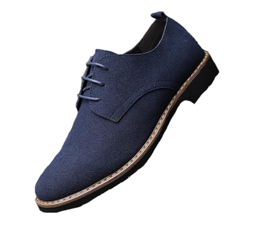 Dcbdx Herren Elegante Wildleder Schuhe Freizeit Business Schnürer Loafer Klassischer Businessschuhe Derby Oxfords Lederschuhe,Blau,43 EU von Dcbdx