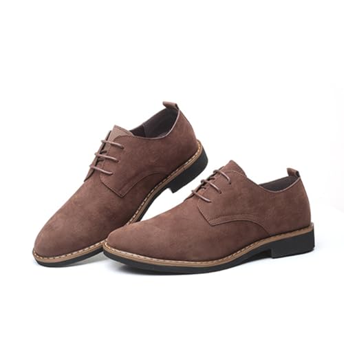 Dcbdx Herren Elegante Wildleder Schuhe Freizeit Business Schnürer Loafer Klassischer Businessschuhe Derby Oxfords Lederschuhe,Braun,47 EU von Dcbdx