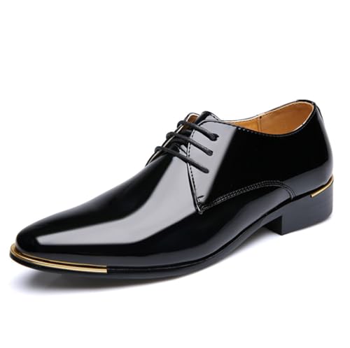 Dcbdx Herren Lack Schuhe Hochzeits Klassischer Schnürhalbschuhe Business Spitze Anzugschuhe,Schwarz,42 EU von Dcbdx