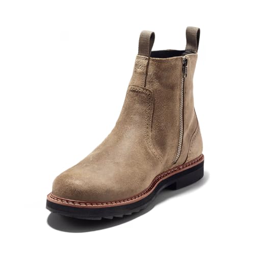 Herren Chelsea Boots mit Seitlicher Reißverschluss Wildleder Desert Boots wasserdichte Rutsch Landstiefel,A Khaki,42 EU von Dcbdx