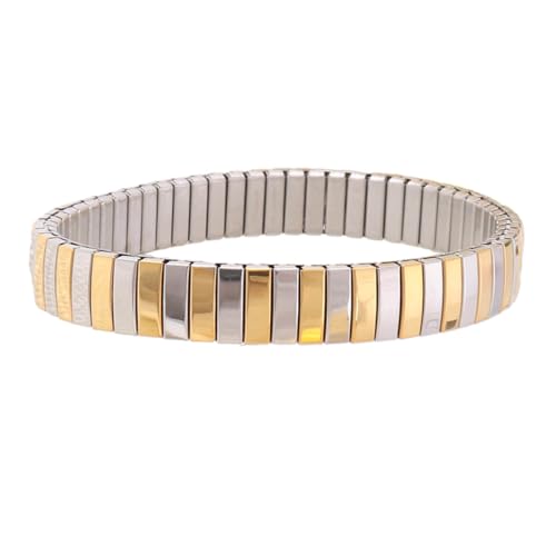 Dcfbkl Schmuck Edelstahl Stretch für Frauen Flexibles breites Armband Armreif Armbänder verziert goldenes Muster Armreifen Armbänder für Frauen, Einheitsgröße, Wie beschrieben von Dcfbkl