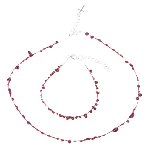Dcfbkl Vintage Fashion Novel Red Blood Drop Hip Hop Punk gekreuzte offene Halskette Bankett Schmuck Accessoires Schlüsselbeinkette, Einheitsgröße, Wie beschrieben, Wie beschrieben von Dcfbkl