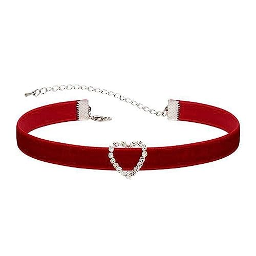 Dcfbkl Weiche Samt-Halskette, Herz-Kette, Samt-Choker mit Anhänger, für Damen und Mädchen, Einheitsgröße, Wie beschrieben, Wie beschrieben von Dcfbkl