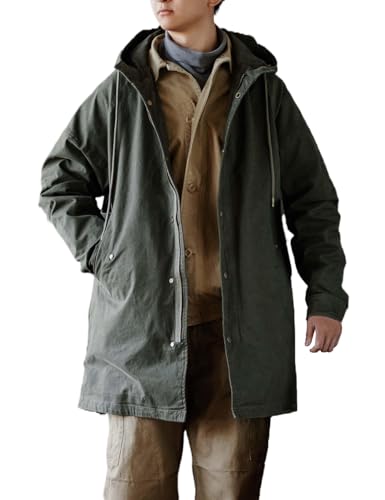 Dcincell Herren Parka mit Kapuze M51 Militär Feldjacke Mode Fischschwanz Outwear Mantel Windbreaker, Grün (Army Green), XL von Dcincell