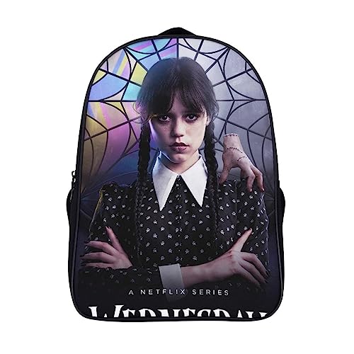 Dciustfhe Wednesday - Adams Kinderrucksack Knaben,Horror Movies Leichtgewicht Rucksack Mädchen,2 Fächer Schulrucksack,16 inch Grosse Kapazität Schulranzen Für Schule Und Reise von Dciustfhe