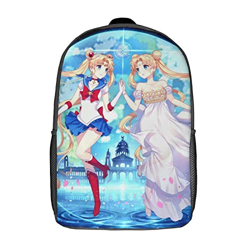 Sailor Moon Schulranzen Mädchen Knaben - Ergonomische Schultasche Für Kinder - Teenager Ranzen -Japanese Anime Schulrucksack Mit Double Reißverschluss-Atmungsaktives Design Schultasche 17inch von Dciustfhe