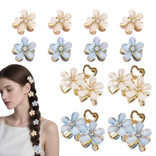 Dcsfadq 12 Stück Blumen Haarklammer Klein, Pack of 12 Hawaii Blume Haarspange Set für Frauen, Niedliche Haarschmuck Haarstyling Zubehör von Dcsfadq