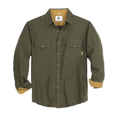 Dctop Flanellhemd Herren Langarm Holzfällerhemd Kariert Snap Knopf Baumwolle mit Tasche Regular Fit Casual Shirt Hemd(Armee #18 4XL) von Dctop