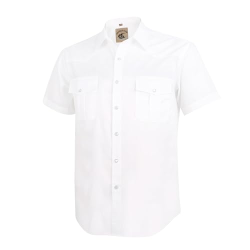 Dctop Hemd Herren Kurzarm Leisure Business Einfach Normale Passform Freizeit Easy to Iron Mit Brusttasche (Weiß 5# M) von Dctop