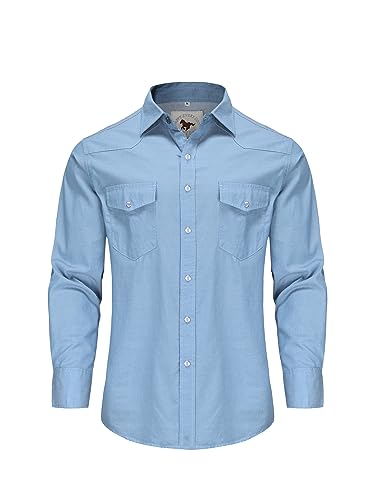 Dctop Hemd Herren Langarm Jeanshemd Denim Shirt Langarmhemd Freizeithemd Casual Business Trachten Hemd Regular Fit(Blue 2# 3XL) von Dctop