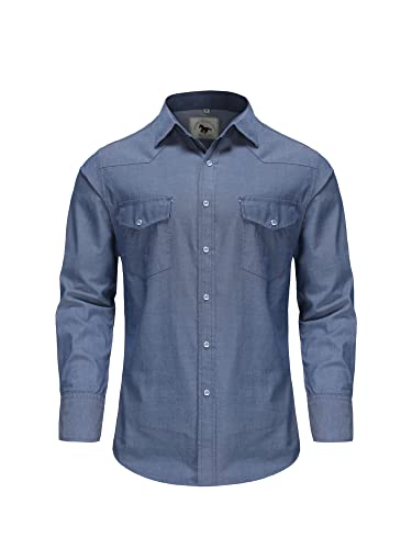 Dctop Hemd Herren Langarm Jeanshemd Denim Shirt Langarmhemd Freizeithemd Casual Business Trachten Hemd Regular Fit(Dark Blue 3# M) von Dctop