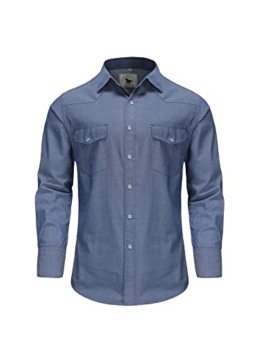 Dctop Hemd Herren Langarm Jeanshemd Denim Shirt Langarmhemd Freizeithemd Casual Business Trachten Hemd Regular Fit(Dark Blue 3# S) von Dctop