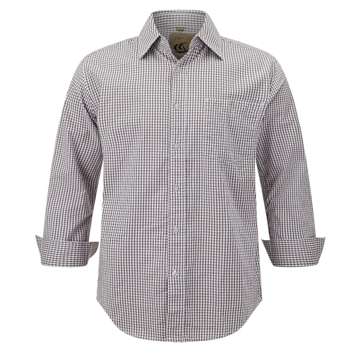 Dctop Herren Hemd Kariert Hemd Trachtenhemd Langarm Baumwolle Oktoberfest Hemden Herren Freizeithemd (Grau Weiß 2# 2XL) von Dctop