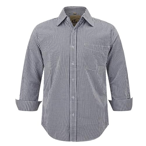 Dctop Herren Hemd Kariert Hemd Trachtenhemd Langarm Baumwolle Oktoberfest Hemden Herren Freizeithemd (Schwarz Weiß 1# 2XL) von Dctop