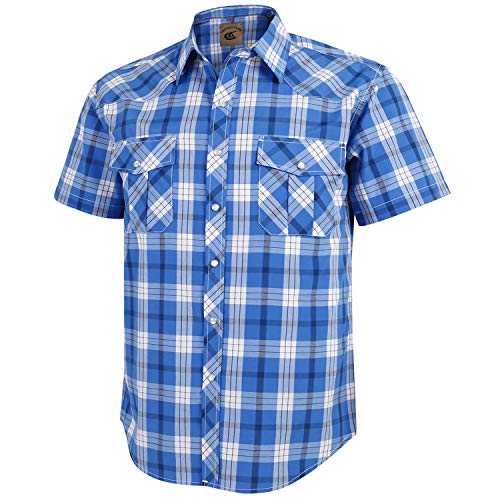 Dctop Herren Hemd Kurzarm Lässige Druckknöpfen Unifarben Karierte Anzug Regular Fit Freizeit Hemd (Weiß, Blau Kariert #29 M) von Dctop