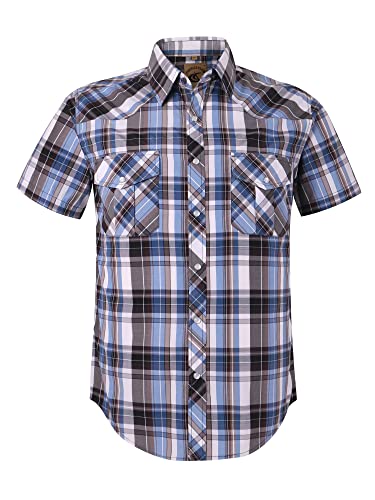 Dctop Herren Hemd Kurzarm Lässige Druckknöpfen Unifarben Karierte Anzug Regular Fit Freizeit Hemd (Weiß Blau #10 2XL) von Dctop