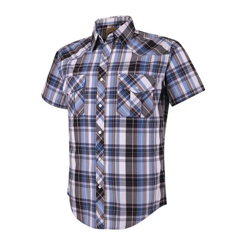 Dctop Herren Hemd Kurzarm Lässige Druckknöpfen Unifarben Karierte Anzug Regular Fit Freizeit Hemd (Weiß Blau #10 XL) von Dctop