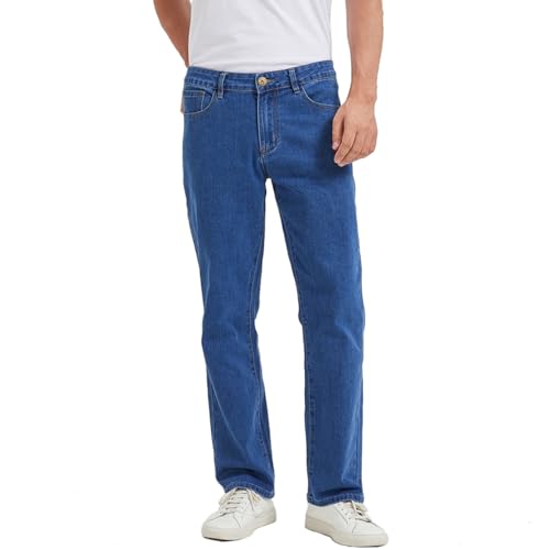 Dctop Herren Jeans Stretch Straight Leg Hose Regular Fit Passform(Blau 30L 2#32) von Dctop