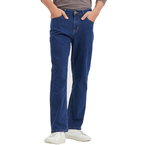 Dctop Herren Jeans Stretch Straight Leg Hose Regular Fit Passform(Dunkelblau 30L 4#38) von Dctop
